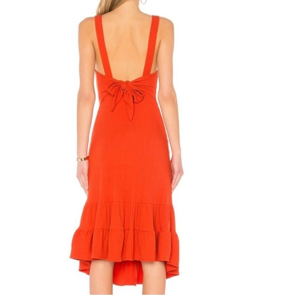 NWT Free People Into You Orange Red Midi Ruffle Bottom Dress S - Picture 4 of 9